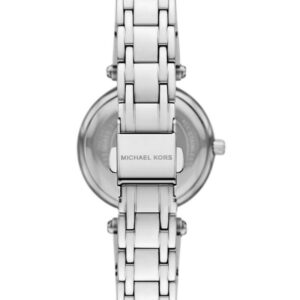 Michael Kors Laney MK4894 case back view with silver-tone bracelet and Michael Kors branding