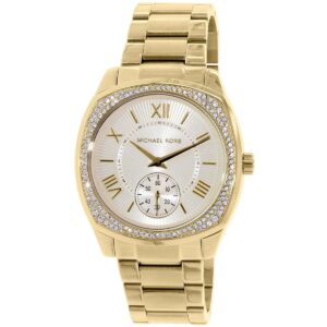 Michael Kors Bryn gold watch angled view showing dial and bracelet detail