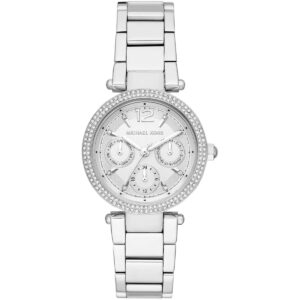 Michael Kors Parker Mini multifunction watch with white dial and crystal-set bezel