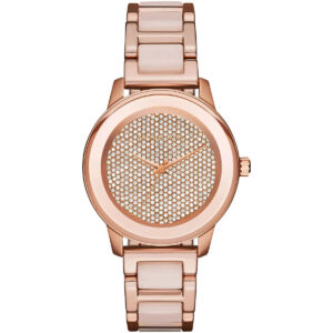 Michael Kors Kinsley MK6432 rose gold women's watch with crystal-paved dial and acetate strap