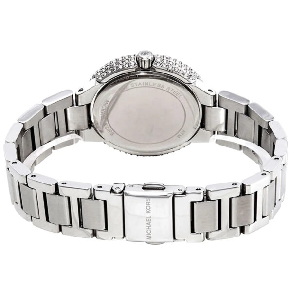 Michael Kors Mini Taryn watch caseback showing stainless steel construction