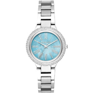 Michael Kors Mini Taryn silver women's watch with blue MOP dial and crystal bezel