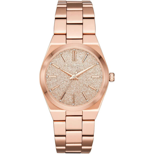 Michael Kors Channing MK6624 rose gold watch with glitter dial and stainless steel bracelet