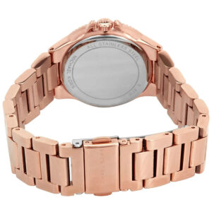 Michael Kors Camille watch rose gold stainless steel bracelet with links and fold-over clasp