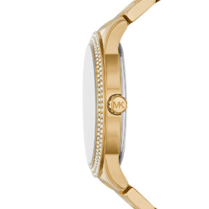 Michael Kors Tibby MK6879 profile view showing case thickness and crystal-studded bezel
