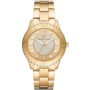 Michael Kors Runway gold women's watch with crystal-pavé dial and gold stainless steel bracelet