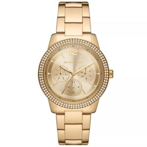 Michael Kors Oversized Tibby gold women's watch with multifunction chronograph dial and crystal bezel