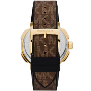 Michael Kors Sidney MK6948 women's watch strap detail showing brown patterned leather with gold-tone buckle