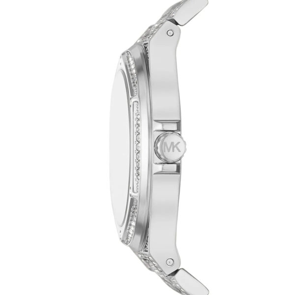 Michael Kors Lennox Pavé watch side profile showing crystal-set bezel and thin case design