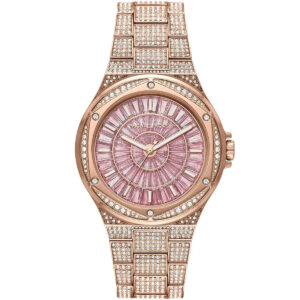 Michael Kors Lennox Pavé rose gold women's watch with pink dial and crystal-embellished case and bracelet