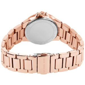 Michael Kors Camille rose gold stainless steel bracelet strap with fold-over clasp and linked design