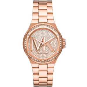 Michael Kors Lennox rose gold women's watch with crystal-embellished dial and matching metal bracelet