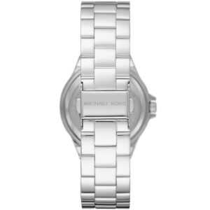 Michael Kors Lennox watch caseback with stainless steel strap and brand engraving
