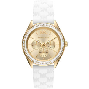 Michael Kors Jessa gold-tone and white women's watch with crystal bezel and champagne dial