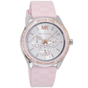 Michael Kors Jessa watch three-subdial multifunction chronograph face with rose gold accents