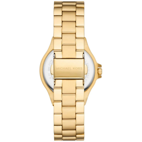 Michael Kors Mini Lennox gold stainless steel bracelet and clasp detail