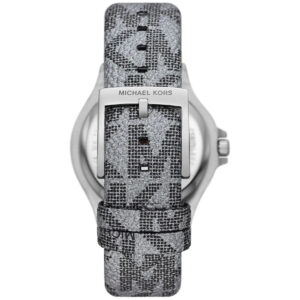 Back view of Michael Kors Lennox watch case showing MK logo and case band