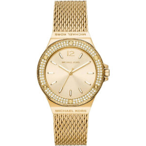 Michael Kors Lennox gold-tone women's watch with crystal bezel and champagne dial