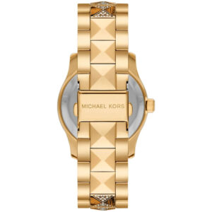 Back view of Michael Kors Everest MK7389 with decorative quilted strap design and case back