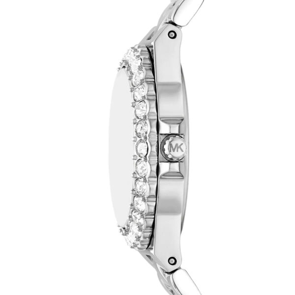 Side view of Michael Kors Mini Lennox watch with crystal-paved bezel