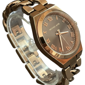 Michael Kors Lennox MK7501 watch shown from side profile with bracelet detail