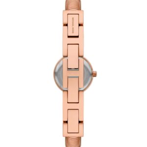 Overhead angle view of Michael Kors Mini Gramercy rose gold watch with textured band