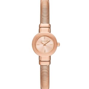 Michael Kors Mini Gramercy rose gold-tone women's watch with textured bangle bracelet