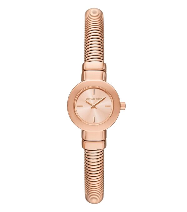 Michael Kors Mini Gramercy rose gold-tone women's watch with textured bangle bracelet