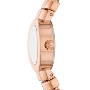 Michael Kors MK7528 watch side view showing case profile and MK logo on bracelet