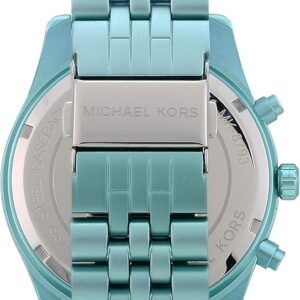 Back view of Michael Kors Lexington MK8793 showing turquoise aluminum case and bracelet
