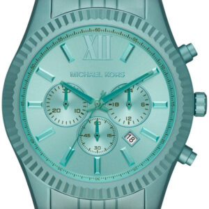 Michael Kors Lexington turquoise chronograph watch with Roman numeral dial and three subdials