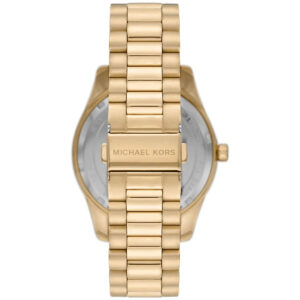 Michael Kors Lexington watch caseback with gold-tone stainless steel bracelet