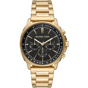 Michael Kors Sullivan gold-tone chronograph watch with black dial and gold stainless steel bracelet