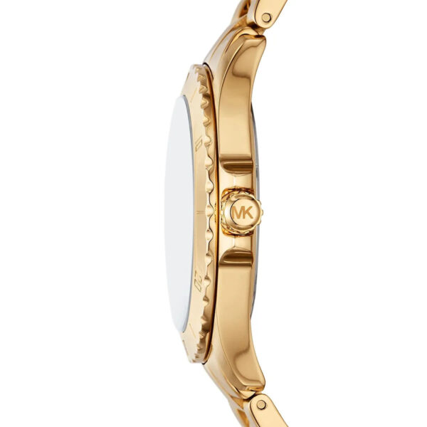 Michael Kors Everest watch side profile showing case thickness and gold-tone bracelet links