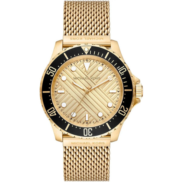 Michael Kors Everest MK9083 gold-tone men's watch with gold dial and black bezel
