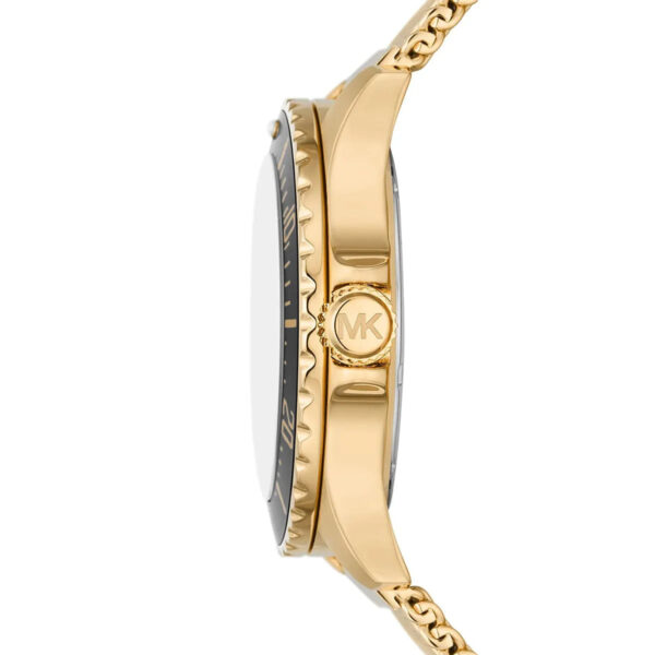 Michael Kors Everest MK9083 side view showing gold-tone case profile and mesh strap