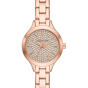 Michael Kors Mini Aspyn rose gold-tone women's watch with crystal-paved dial and rose gold bracelet