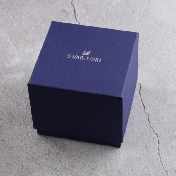 Swarovski branded gift box packaging for Crystal Frost watch in navy blue
