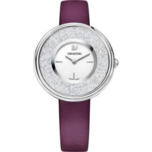 Swarovski Eternal women's watch with crystalline silver dial and purple leather strap