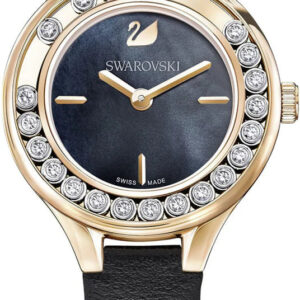 Swarovski Lovely Crystals black dial watch with rose gold case and crystal-set bezel