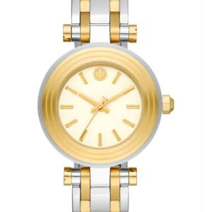 Tory Burch TBW9013 women's watch with two-tone gold and silver bracelet and ivory dial