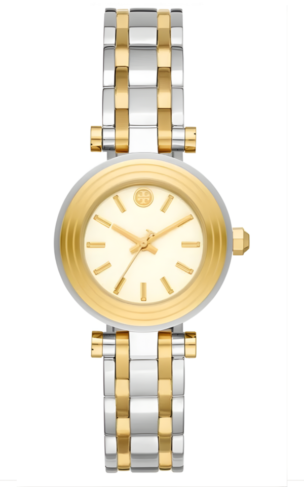 Tory Burch TBW9013 women's watch with two-tone gold and silver bracelet and ivory dial
