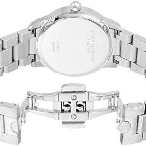 Tory Burch Collins watch caseback and bracelet with silver stainless steel links