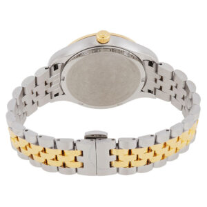 Caseback view of Versace Hellenyium watch with two-tone bracelet