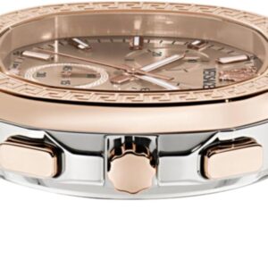 Top view of Versace V-Chrono Square watch case and bracelet