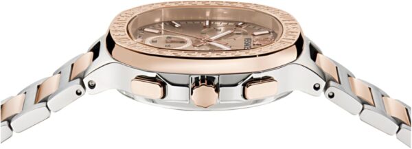 Top view of Versace V-Chrono Square watch case and bracelet