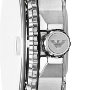 Side profile of World Explorer stainless steel watch showing case thickness and bracelet